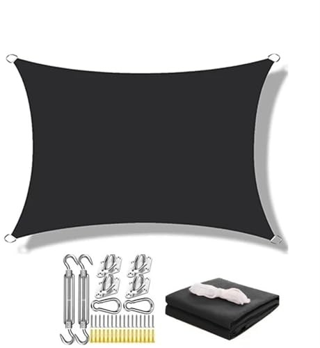 Toldo de protección solar grande para exteriores, jardín, patio, piscina, toldo, camping, cubierta para jacuzzi, juego negro, 300 x 300 cm, accesorios para piscina