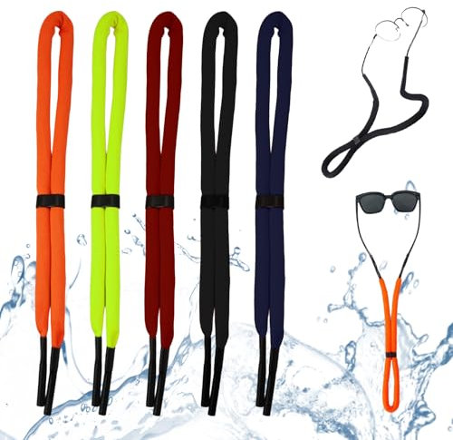 5 glasögonband, 34 cm neopren, elastiskt, vattentät, justerbar, anti-förlust, flerfärgat, retainer strap, för vattensport, båtliv, män, kvinnor