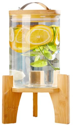 Ruiseawing Distributore di Bevande da 15 Litri, distributore di Bevande in Vetro con Rubinetto, brocca d'Acqua in Vetro Resistente al Calore per Frigorifero, brocca per succhi (10 Litri)
