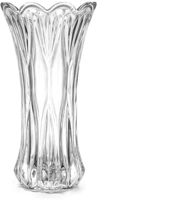 Glass Vases for Flowers, 20cm Large Vase Set of 2, Minimalist Decorative Crystal Glass Vase, Thickened Clear Tall Flared for Home Floral Arrangement Centerpieces Living Room,Kitchen,Bedroom,Office, B