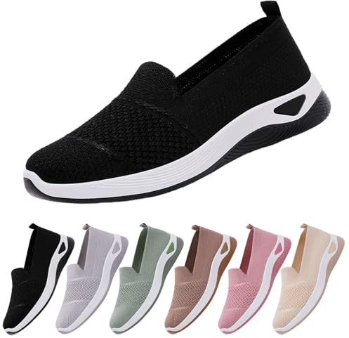 Scarpe da Passeggio da Donna Slip on Basse con Supporto per Arco Sneakers da Casa in Mesh Antiscivolo Ortopediche Casual Sneakers Estive Camminare Shoes da Ginnastica Tennis Barca Scarpe per Diabetici