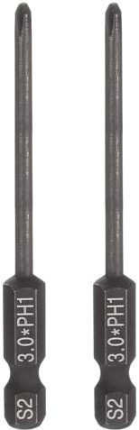 sourcing map 2pcs #1 Phillips Screwdriver Bit PH1 1/4 Hex Shank 3 (75mm) Long 3mm Rod Magnetic Cross Head Drive Drill Bits S2 Steel Industrial Screw Driver Electric Power Tool, Black