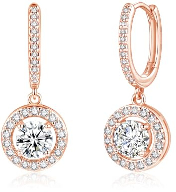 Lynizo Creolen Silber 925, 925 Sterling Silber Hängend Ohrringe für Damen | Hypoallergen Quadrat / Herz / Rund Creolen Ohrhänger mit Zirkonia, 3cm Mode Schlafen Knorpe Hängeohrringe für Mädchen Frauen