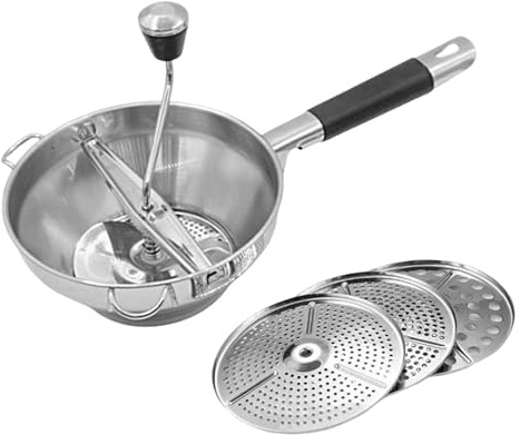 Schiacciatore da Cucina - Passaverdure per Purè | Sminuzzatore In Acciaio Inossidabile Alimentare Con 3 Dischi Di Macinazione Sostituibili Per Carote Uso Domestico Avocado Lavorazione