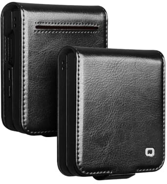 fake action Étui en cuir véritable naturel pour Samsung Galaxy Z Flip 7 5G Premium en cuir de vachette de luxe avec boucle magnétique (noir)