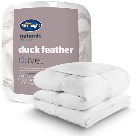 Silentnight Duck Feather Duvet - 10.5 Tog All Season Bed Quilt - Filled with Soft White Natural Duck Feathers for Superior Comfort - Down-Proof Cotton Cover - Breathable & Machine Washable, Single