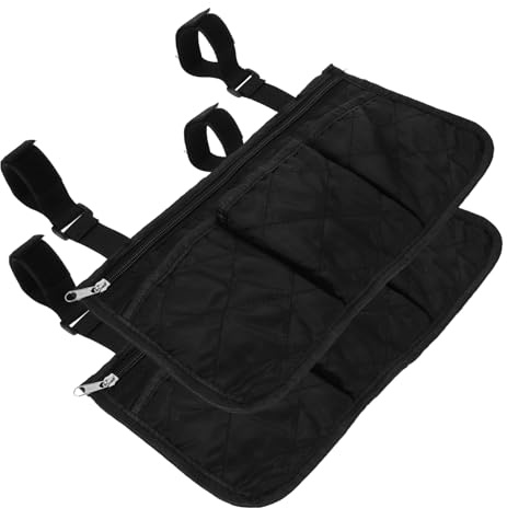 CONGARTENO 2stücke Rollstuhltasche Armlehnentasche für Rollator Hängetasche Praktische Seitentasche mit Befestigungsgurten Langlebige Trinkbecher und Utensilien-tasche für Rollstühle