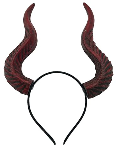 FakeFace Stierhörner Hörner Stier Stirnband Haarreif Schwarz Teufelshörner Ochse Kuh Hörner Halloween Horn Kopfschmuck Haarband Teufel Dämon Schafhörner Party Dress Up Fasching Gothic Cosplay