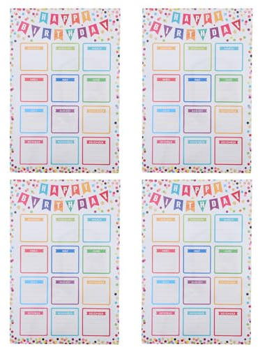 SAFIGLE 4pezzi Tabella Di Compleanno Riutilizzabile Per Classe Poster Di Buon Compleanno Calendario Per Studenti Decorazione Per Bacheca Lavagna Di