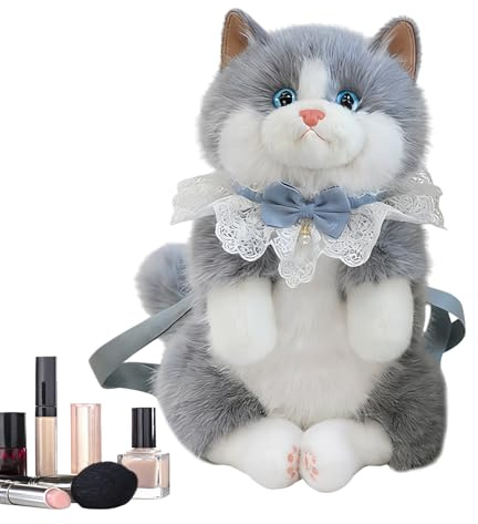 Sac à Dos Chat en Peluche pour Femmes Sac En Peluche Cartoon | Sac Rembourré Mignon Pour Femmes Filles Mères Étudiants Professionnels urs Déplacements Quotidiens Café Campus