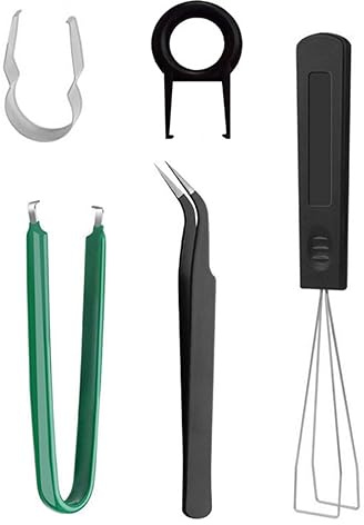 Tsophreniq Kit di 5 strumenti per la pulizia della tastiera, estrattore di tasti e pinzette antistatiche per la rimozione dei tasti, kit di pulizia della tastiera