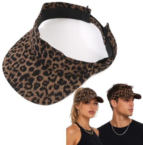 Leopard Print Sun Visor for Women Men, Sports Cap for Outdoor Activities | Lightweight adjustable leopard print visor suitable for golf, running, tennis and outdoor daily use