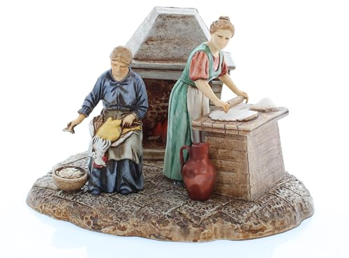 Moranduzzo Donna in Cucina per Presepe da Cm 10 Scala 1:20 - Statuine Presepe Indistruttibili - Stile 700', Pittura Rifinita a Mano, Prodotto Ufficiale, Made in Italy, Scultore M. Landi
