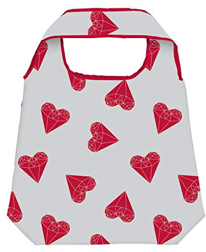 moses Shopper Diamond Heart | Faltbare Einkaufstasche | umweltfreundlich, wiederverwendbar, Polyester, grau, One Size