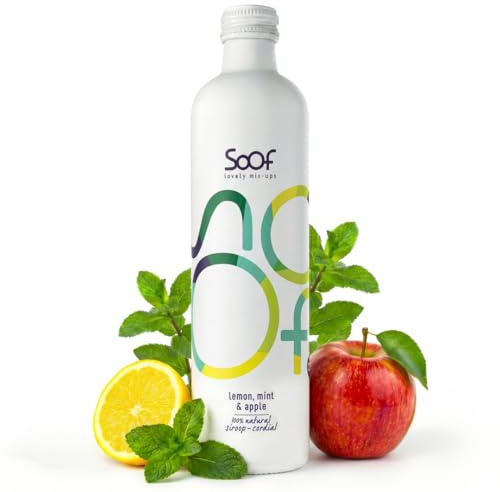 Soof Sirup - Zitrone, Minze & Apfel - natürlicher Getränkesirup - Getränkekonzentrat ohne Zusatzstoffe - Sirup 100% natürlich, 0% Müll - bis zu 20-38 Portionen gemischt mit Wasser - 340ml