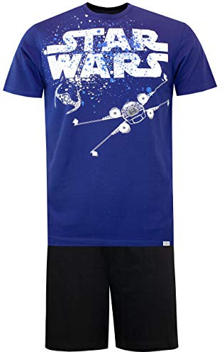 Star Wars Pigiama | Pigiami Uoma Cotone | Pigiamone Uomo Corto Blu XX-Large