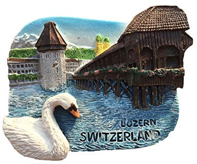 Lucerna Svizzera 3D Souvenir da Viaggio in Resina Magnete per Frigorifero, Decorazioni Fatte a Mano per la casa e la Cucina Regalo per la Raccolta di magneti per Il frigo di Lucerna