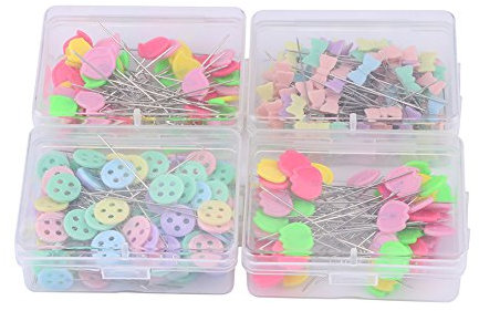 300 Stück Mehrfarbige Stecknadeln, Glaskopfnadeln Glass-Headed Pins 4 Boxed Button für Patchwork Handnähen DIY Nadeln Kunsthandwerk Projekte Nähen und Basteln Typ 2