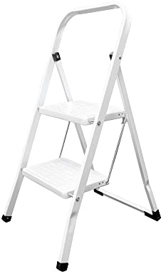 Escalera Domestica Aluminio 2 Peldaños, Escalerilla Blanca