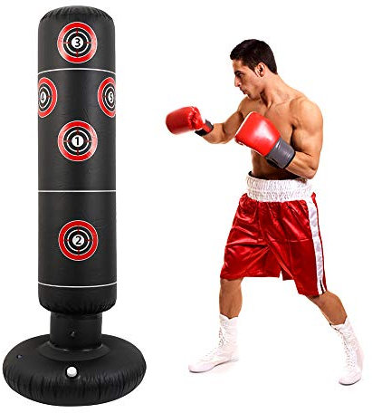 160cm Punch Bag，Inflatable Punching Bags Boxing Bag Free Standing Target Kick MMA Karate Tumbler Column Sandbags for Adult BOY Girl Kids Reflex Training Fitness Exersise