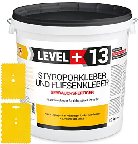 Styroporkleber 20kg + 2St. Zahnspachtel Kunstoff, Korkkleber Renoviervlies Dispersionkleber Flisenkleber Montagekleber SET RM13