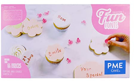 PME FF60 Fun Fonts-Cupcake and Cookie Stamping Set for Cake Design, 66 Pieces, Collection 3, Plastic