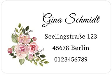 48 PERSONALISIERT Adressaufkleber Weihnachten/Hochzeit address Aufkleber Rücksendung Adresse Etiketten Geschäftsadresse Gastgeschenk Sticker 60mmx40mm - Rec011 (003 Rosenblüte)