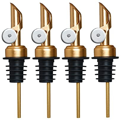 Oikabio Beccuccio ponderato in acciaio inox, distributore automatico di olio d'oliva, beccuccio per aceto balsamico, 4 pezzi