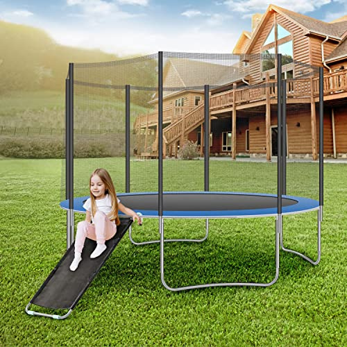 Universal Trampoline Slide & Ladder for Kids - Safe Non-Slip Design, Easy to Assemble, Weather-Resistant for Outdoor Play (Fits 12ft/14ft Trampolines)
