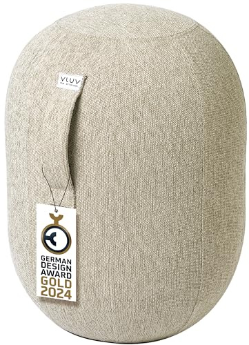 VLUV® KAPSUL STOV Balancekapsel Ergonomisch mit Tragegriff und Umkippschutz Schlanker Sitzball Waschbarer Stoffbezug Balancehocker Schreibtischhocker Wackelhocker Büro - Beige - Größe M