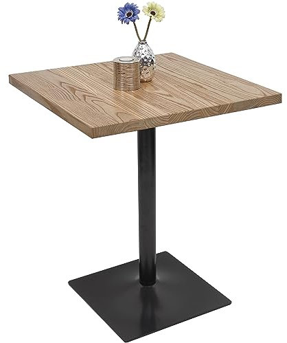 Mendler Bistrotisch HWC-H10, Bartisch Thekentisch, Industrial Gastro Metall Ulme Massivholz MVG 70x70cm - Hellbraun