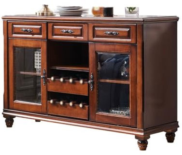 GUERNSEY Anrichte Nordisches Sideboard, Weinschrank, zweitüriges All-in-One-Esstisch-Kombination aus massivem Holz, Hochschrank, Retro-Sideboard Buffetschrank
