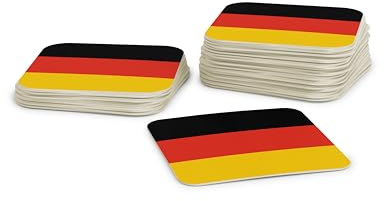 Untersetzer für Gläser I Deutschland Bierdeckel (50 Stück) aus Pappe eckig (9,3cm x 9,3cm) I WM 2026 Tischdeko mit Deutscher Flagge