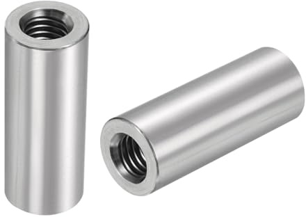 QUARKZMAN 5pcs M8 Rond Connecteur Écrous 35mm/1.38 Longueur pour Support | Manchon Tige Barre Goujon Écrou, 304 Inox Acier Accouplement Écrou, M8x35x14mm