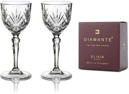 DIAMANTE Chatsworth Lot de 2 mini verres à cocktail Sherry Port Nick & Nora en cristal sans plomb