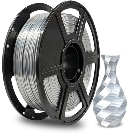 FLASHFORGE Silk PLA 3D-Druckerfilament 1,75 mm - 1 kg Hochpräzises Filament (Silber)- Umweltfreundlich & Blisterfrei