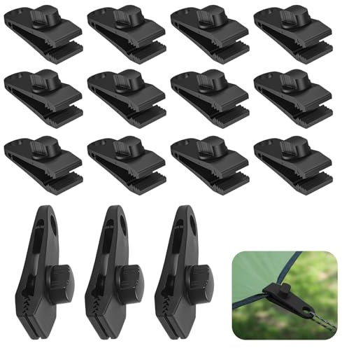 15 Pièces Clip de Bâche Tente - Pince pour Auvent Voiture, Fixation Caravane, Verrouillage Attache Piscine - Clip Plastique pour Toile Ombrage