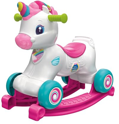 Baby Clementoni Schaukel Einhorn - 3in1 Schaukeltier mit interaktivem Aktivitätscenter für Kinder ab 12 Monaten - Sensorik- & Motorikspielzeug 17883