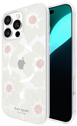 Kate Spade New York iPhone 16 Pro Max Case - Hollyhock Cream Floral | Compatible w/MagSafe - Lightweight Designer Case for iPhone 16 Pro Max w/Anti-Scratch Coating & Hollyhock Cream Floral Design