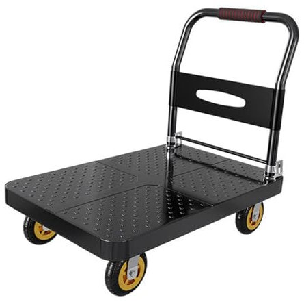 Faltbarer Schubkarren aus Stahl, Transportwagen, Plattformwagen, 27 x 18 x 31 Zoll, 425 kg Tragkraft, für Autowerkstätten, Schwarz