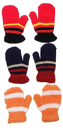 LALADEFIEE 3paare Mädchen Strickhandschuhe Für Winter Vollfinger-handschuhe Für Jährige Warme Farbenfrohe Dicke Cartoonartige Designs Für Und Outdoor-aktivitäten