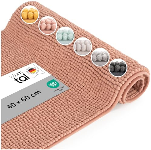 Blumtal - Tapis de Bain 60x40 - Tapis de Bain Absorbant antidérapant certifié Oeko-Text - Tapis de Salle de Bain antidérapant - Vieux Rose
