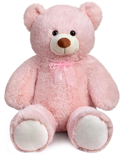 BEJOY 100cm Teddybär, Rosa Plüschtiere Kuschelbären große Stofftier Teddy | XXL Schmusetier Liebesgeschenk Geburtstag Valentinstag Rosa