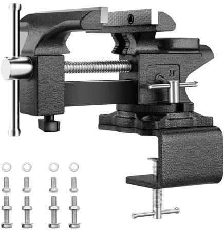 TEENO Schraubstock,150 mm Schraubstock drehbar 270° ，Werkbank mit Tischschraubstock ，Maximale Öffnung 115 mm,Klemmkraft 1000Kg, Material aus Stahlguss 6 inch 7.6kg （Mit Desktop-Befestigung）