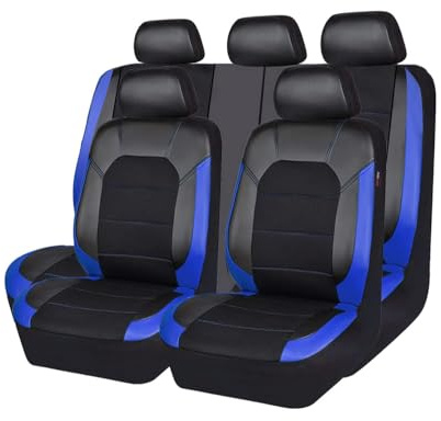 Auto Sitzbezügesets für Skoda Fabia Mk2 (5J) 2008 2009 2010 2011 2012 2013 2014, Leder AutositzbezüGe 5 Sitzer Schonbezug Autositz Vorder Hinten, Auto Zubehör,B Blue