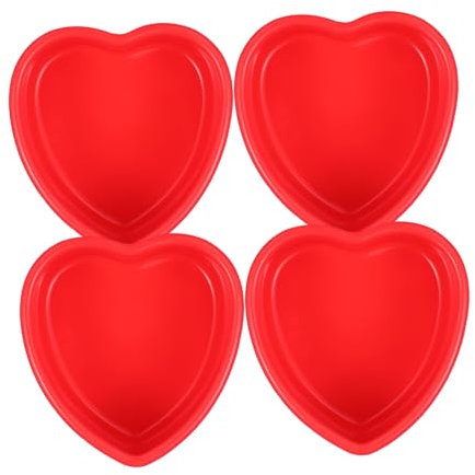 MAGICLULU Nonstick Heart Silicone Cake Molds 4pcs Mini Baking Pans Heart Shaped Cake Tin Oven Microwave Air Fryer Freezer Safe