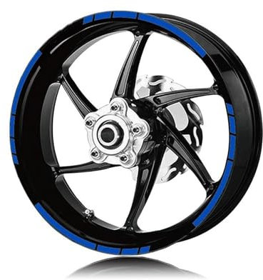 OPYJRL Schön und langlebig Motorrad-Reifen Und Felge, Reflektierender Dekorativer Aufkleber, Kombi-Räder-Aufkleber-Set Für Tuono V4(Reflective Blue)