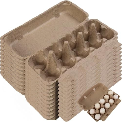 HiyyFloy 10er-Pack Eierkartons, Günstige Großpackung, Halter Für 10 Eieraufbewahrungsbehälter, Robustes Naturzellstoffmaterial, Perfekt Für Die Aufbewahrung Zusätzlicher Eier