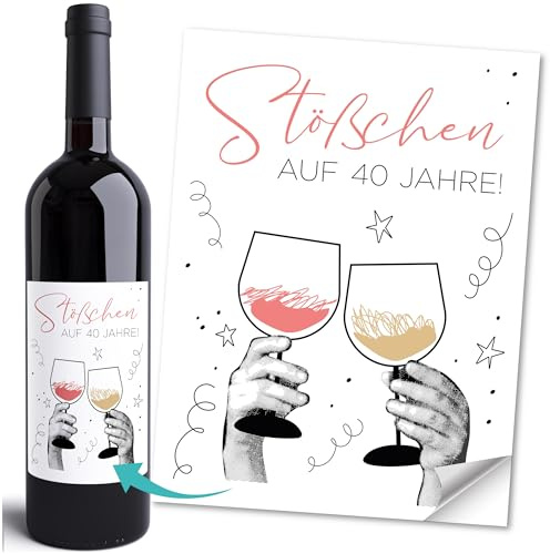 SpecialMe® Weinetiketten Geburtstag Weinflaschenetiketten Spruch Stößchen Alter Zahl anpassbar personalisiert Flaschenetiketten Weiss unisize