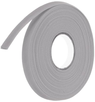 QUARKZMAN 9 Meter Schrägband Baumwolle Grau, 1 cm Einfassband zum Nähen, Stoffband für DIY-Projekte, Stricken, Nähen